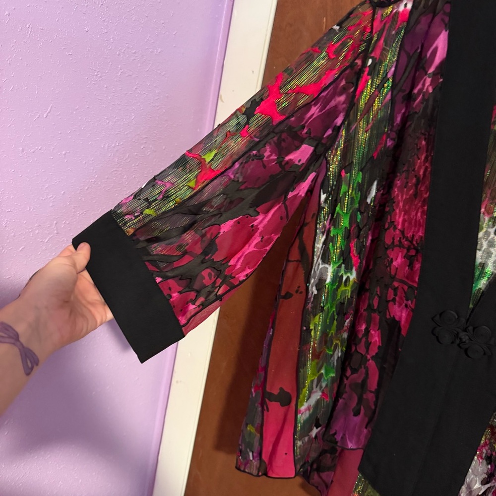 Simply Silk Patchwork Lightweight Cover Up Kimono… - image 4